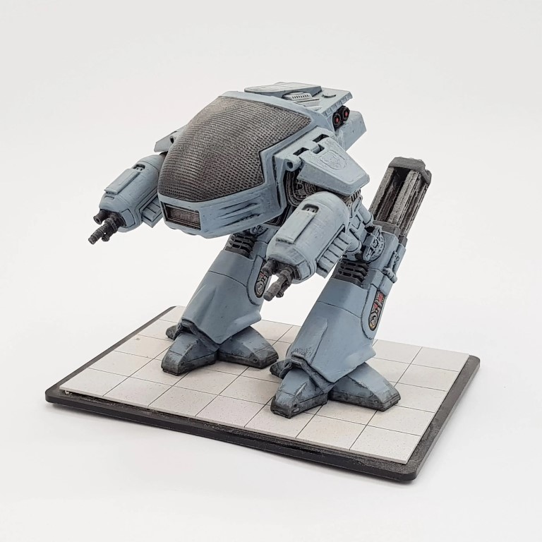 hand painted 3d printed ED209 figure from the film Robocop